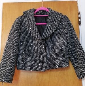 Tweed Jacket in Black and White. cropped length